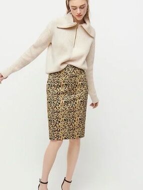 J. Crew No. 2 Pencil Skirt in Leopard print (Tan and Black)